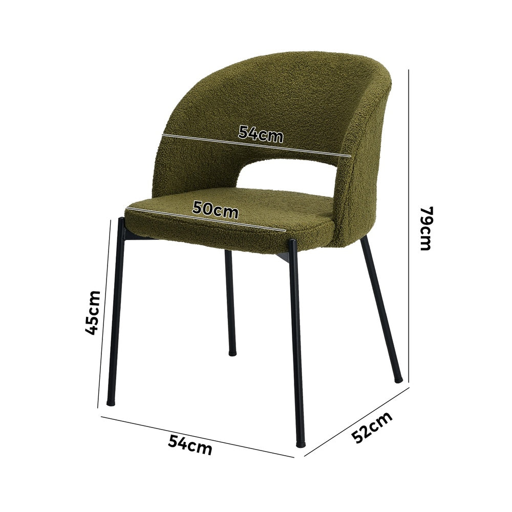 6x Armchair Dining Chair Sherpa Green&Black