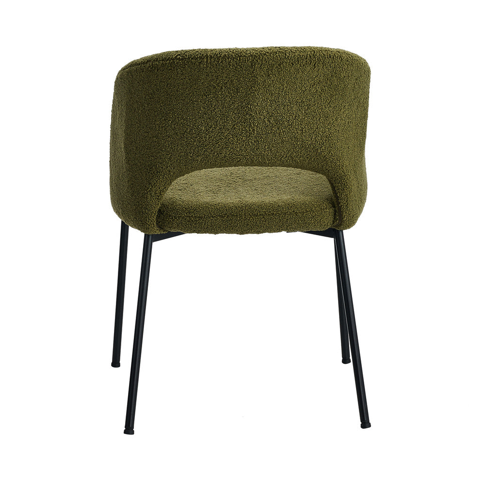 6x Armchair Dining Chair Sherpa Green&Black