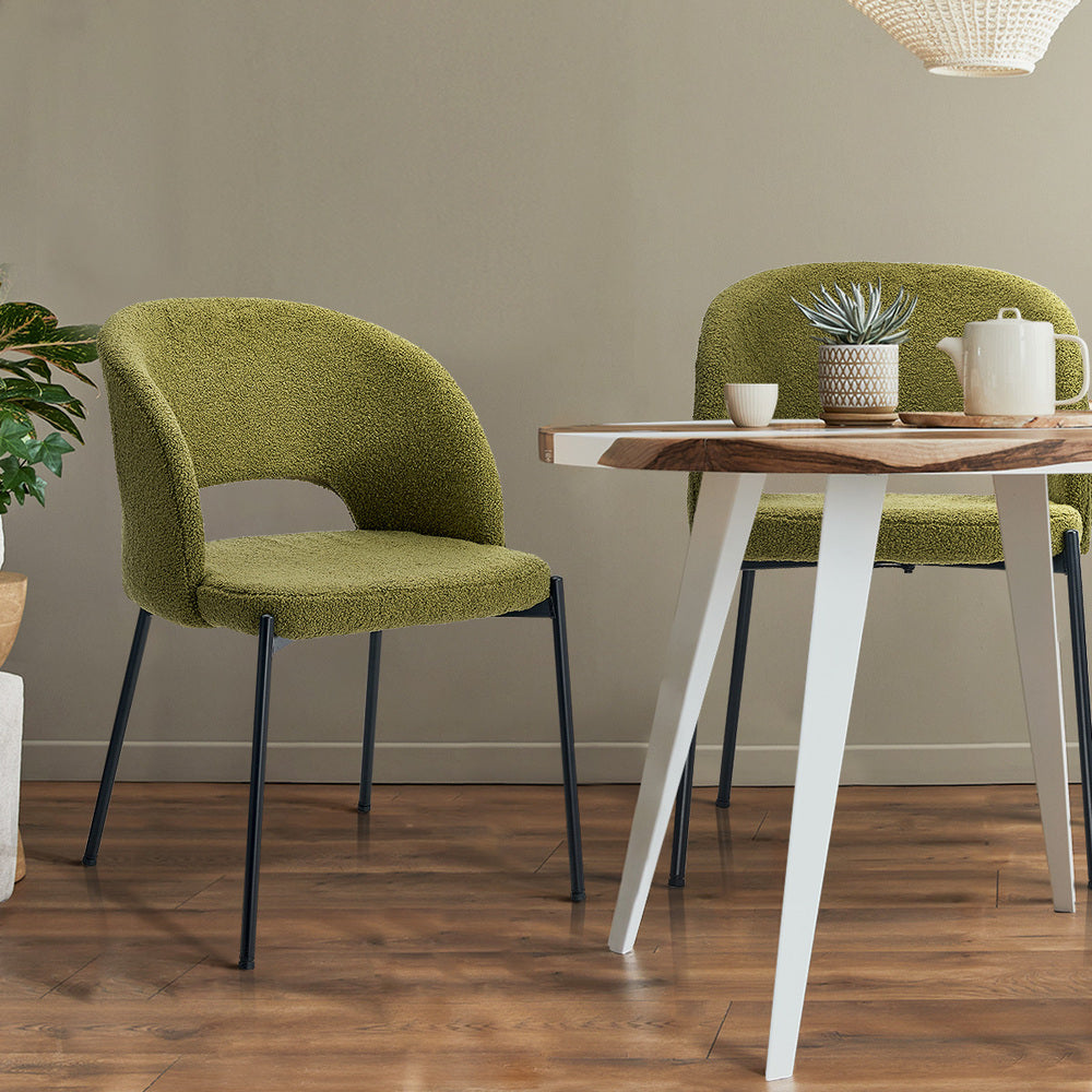 6x Armchair Dining Chair Sherpa Green&Black