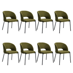 8x Armchair Dining Chair Sherpa Green&Black