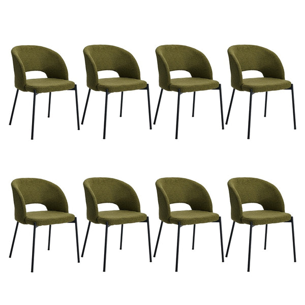 8x Armchair Dining Chair Sherpa Green&Black