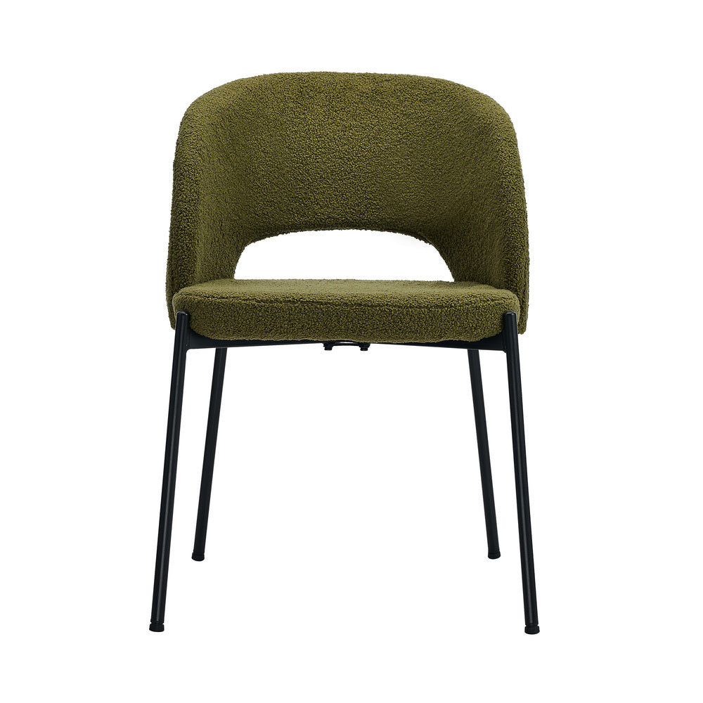 8x Armchair Dining Chair Sherpa Green&Black