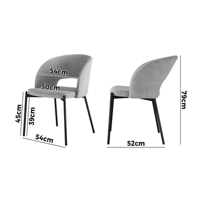 4x/6x Armchair Dining Chair Fabric Grey&Black