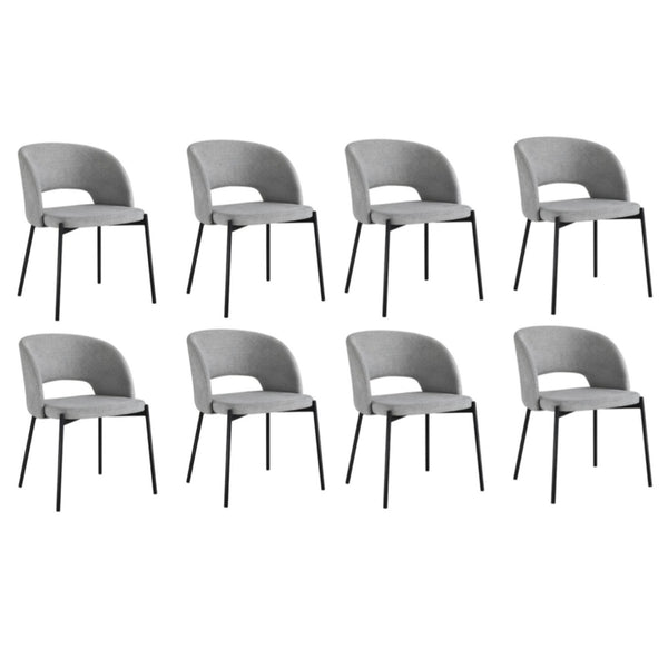  8x Dining Chair Tub Armchairs Fabric Grey&Black