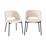 Dining Chair Set of 2 Sherpa White and Gold