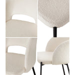 4x Armchair Dining Chair Sherpa White,Gold&Black