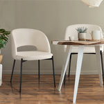 4x Armchair Dining Chair Sherpa White,Gold&Black