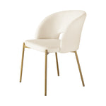 Dining Chair Set of 2 Sherpa White and Gold