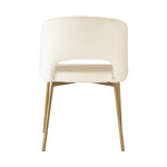 Dining Chair Set of 2 Sherpa White and Gold