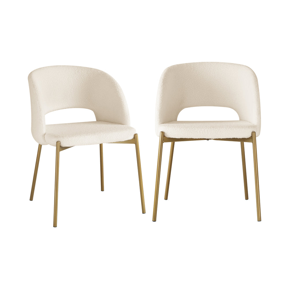 4x Armchair Dining Chair Sherpa White,Gold&Black