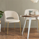 4x Armchair Dining Chair Sherpa White,Gold&Black