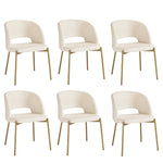 4x Armchair Dining Chair Sherpa White,Gold&Black