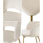 4x Armchair Dining Chair Sherpa White,Gold&Black