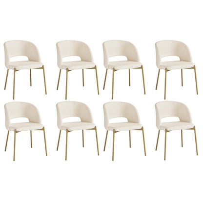 8x Dining Chair Tub Armchairs Sherpa White&Gold