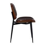 2x Dining Chairs Leather Seat Metal Legs Black/Walnut