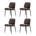 4x/6x Dining Chairs Leather Wooden Metal Legs Walnut