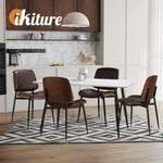 8x Dining Chairs Retro PU Leather Solid Wood Metal Leg