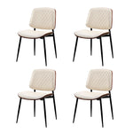 2x Dining Chairs PU Leather Wood Frame Metal Legs White