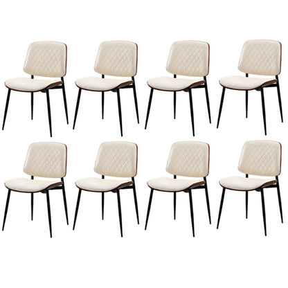 8x Dining Chairs Retro PU Leather Solid Wood Metal Leg White