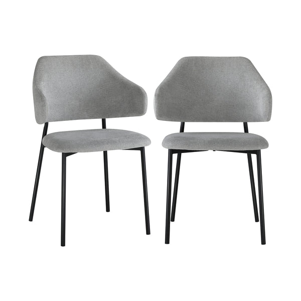  Dining Chair Set of 2 Grey and Black