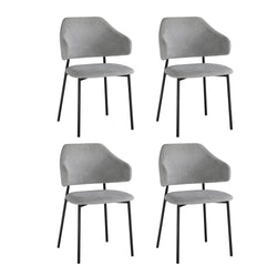 4x Dining Chairs Tub Fabric Grey&Black