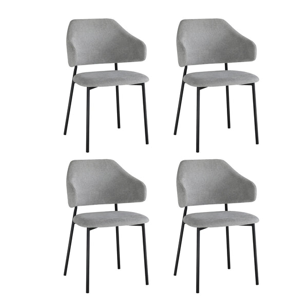  4x Dining Chairs Tub Fabric Grey&Black