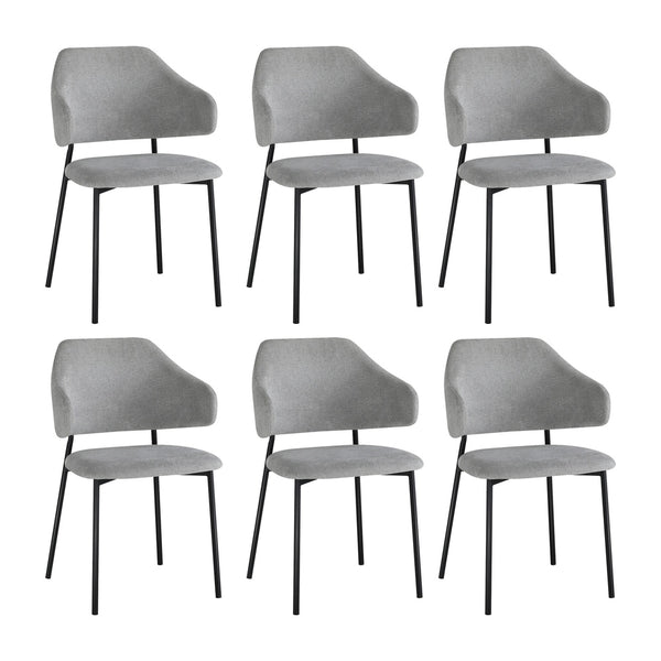  6x Dining Chairs Tub Fabric Grey&Black
