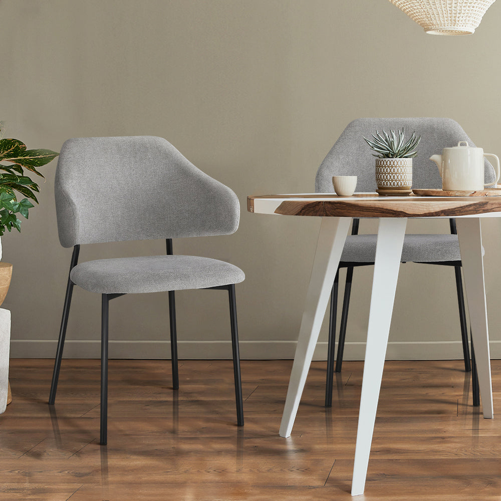 6x Dining Chairs Tub Fabric Grey&Black