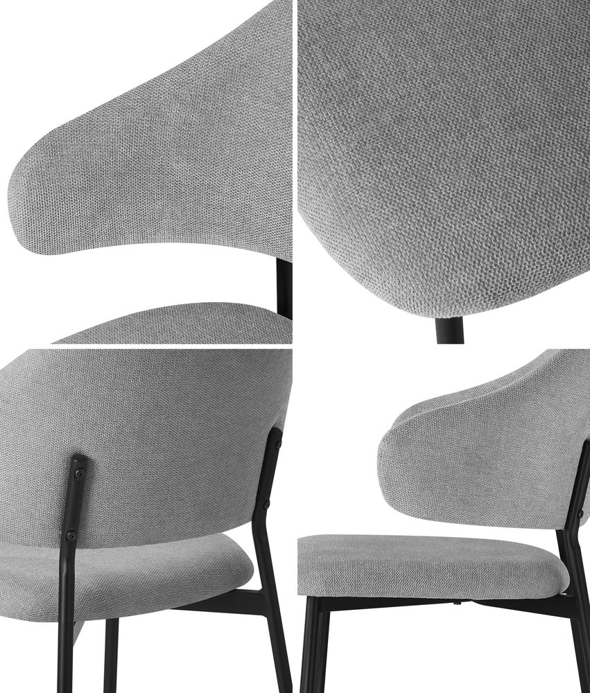 6x Dining Chairs Tub Fabric Grey&Black