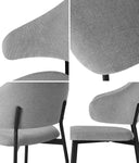 6x Dining Chairs Tub Fabric Grey&Black