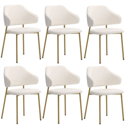4Pcs/6Pcs Dining Chair Sherpa Gold&White