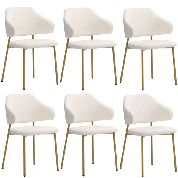  4Pcs/6Pcs Dining Chair Sherpa Gold&White