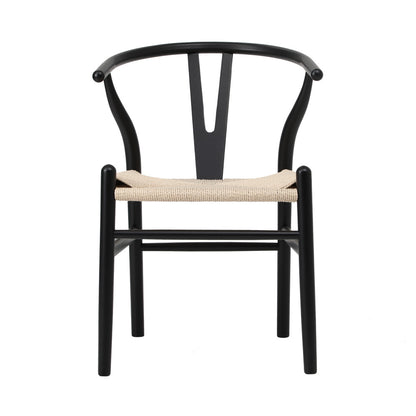 Dining Chair Wooden Hans Wegner Wishbone Black