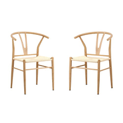 2x Dining Chair Metal Hans Wegner Chair Wishbone Beige