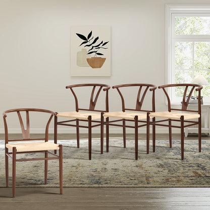 Metal Dining Chair Walnut 54x42.5x78cm