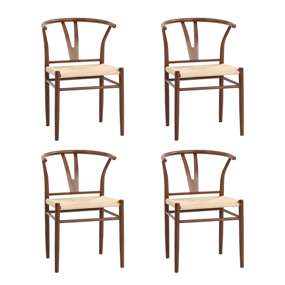 Metal Dining Chair Walnut 54x42.5x78cm