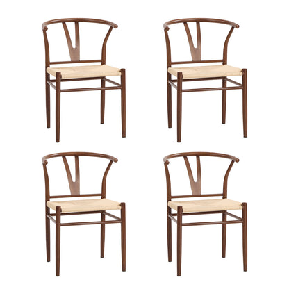 Metal Dining Chair Walnut 54x42.5x78cm