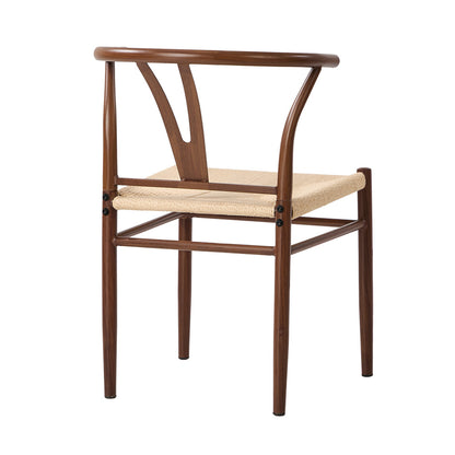 Metal Dining Chair Walnut 54x42.5x78cm