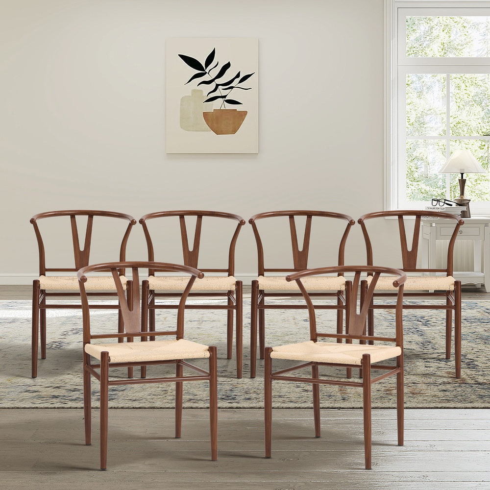 Metal Wishbone Dining Chair Walnut 54x42.5x78cm