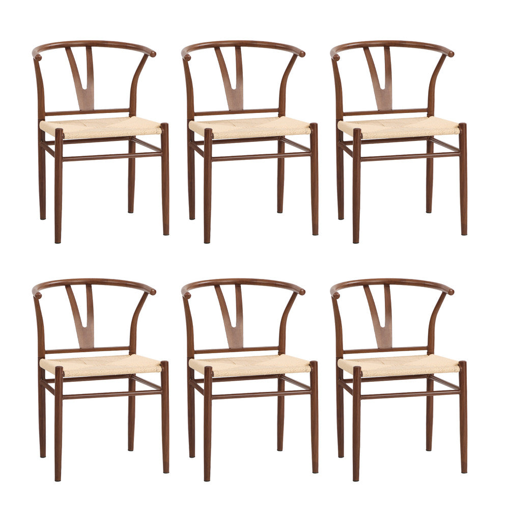 Metal Wishbone Dining Chair Walnut 54x42.5x78cm