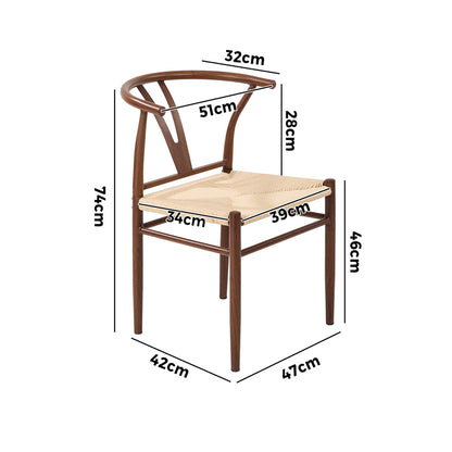 Metal Wishbone Dining Chair Walnut 54x42.5x78cm