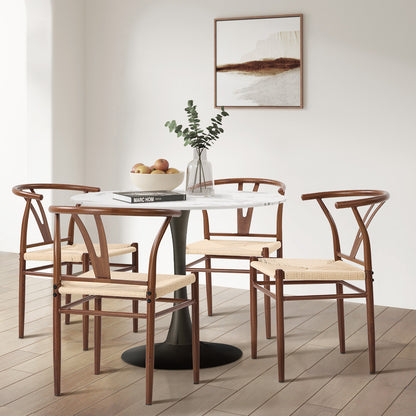Metal Wishbone Dining Chair Walnut 54x42.5x78cm
