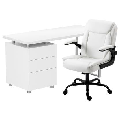 Modern White Computer Desk with Executive Office Chair Set for Home Office