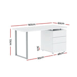 Computer Desk Drawer White 140Cm