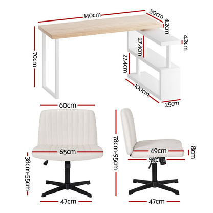 Office Desk Set 140cm 140x50x74.5cm