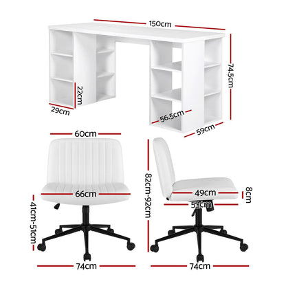 Computer Desk Set 150cm White 150x59x75cm