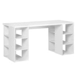 3 Level Desk with Storage & Bookshelf - White