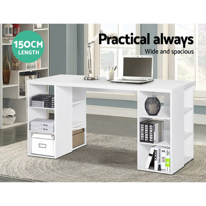 Computer Desk Bookshelf White 150Cm