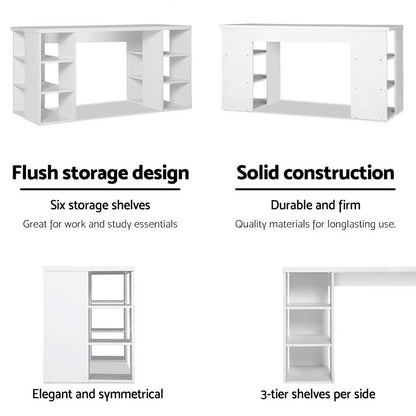 Computer Desk Bookshelf White 150Cm