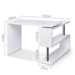 Rotary Corner Desk with Bookshelf - White